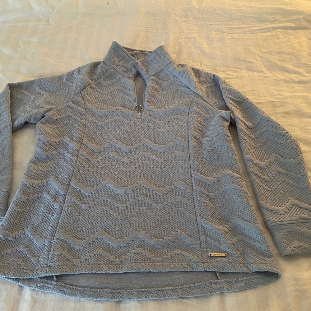 Cozy Meets Cool: ZeroXposur Textured Baby Blue-Purple Quarter Zip – Size L